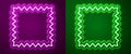 Glowing neon line Leather icon isolated on purple and green background. Vector Illustration