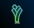 Glowing neon line Leek icon isolated on black background. Colorful outline concept. Vector