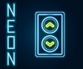 Glowing neon line Lift icon isolated on black background. Elevator symbol. Colorful outline concept. Vector