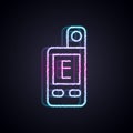 Glowing neon line Light meter icon isolated on black background. Hand luxmeter. Exposure meter - a device for measuring