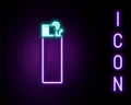 Glowing neon line Lighter icon isolated on black background. Colorful outline concept. Vector Royalty Free Stock Photo