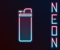 Glowing neon line Lighter icon isolated on black background. Colorful outline concept. Vector Illustration