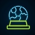 Glowing neon line Magic ball icon isolated on black background. Crystal ball. Colorful outline concept. Vector Royalty Free Stock Photo