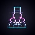 Glowing neon line Magician icon isolated on black background. Vector