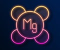 Glowing neon line Magnesium chemical element icon isolated on isolated on black background. Vector Royalty Free Stock Photo