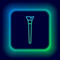 Glowing neon line Makeup brush icon isolated on black background. Colorful outline concept. Vector Royalty Free Stock Photo