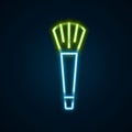 Glowing neon line Makeup brush icon isolated on black background. Colorful outline concept. Vector Royalty Free Stock Photo