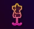 Glowing neon line Mannequin icon isolated on black background. Tailor dummy. Vector Royalty Free Stock Photo
