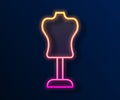 Glowing neon line Mannequin icon isolated on black background. Tailor dummy. Vector Royalty Free Stock Photo