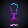 Glowing neon line Mannequin icon isolated on black background. Tailor dummy. Vector Royalty Free Stock Photo