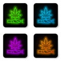 Glowing neon line Marijuana joint, spliff icon isolated on white background. Cigarette with drug, marijuana cigarette