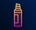 Glowing neon line Marker pen icon isolated on black background. Vector