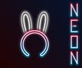 Glowing neon line Mask with long bunny ears icon isolated on black background. Fetish accessory. Sex toy for adult