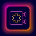Glowing neon line Medical symbol of the Emergency - Star of Life icon isolated on black background. Colorful outline Royalty Free Stock Photo