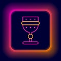 Glowing neon line Medieval goblet icon isolated on black background. Colorful outline concept. Vector Royalty Free Stock Photo