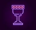 Glowing neon line Medieval goblet icon isolated on black background. Holy grail. Colorful outline concept. Vector Royalty Free Stock Photo