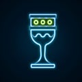 Glowing neon line Medieval goblet icon isolated on black background. Holy grail. Colorful outline concept. Vector Royalty Free Stock Photo