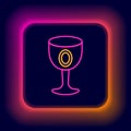 Glowing neon line Medieval goblet icon isolated on black background. Holy grail. Colorful outline concept. Vector Royalty Free Stock Photo