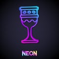 Glowing neon line Medieval goblet icon isolated on black background. Holy grail. Vector Royalty Free Stock Photo