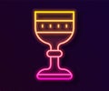 Glowing neon line Medieval goblet icon isolated on black background. Vector Royalty Free Stock Photo