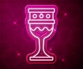 Glowing neon line Medieval goblet icon isolated on red background. Holy grail. Vector Royalty Free Stock Photo