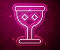 Glowing neon line Medieval goblet icon isolated on red background. Holy grail. Vector Royalty Free Stock Photo