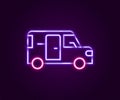 Glowing neon line Minibus icon isolated on black background. Colorful outline concept. Vector