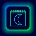 Glowing neon line Moon phases calendar icon isolated on black background. Colorful outline concept. Vector Royalty Free Stock Photo