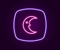 Glowing neon line Moon and stars icon isolated on black background. Cloudy night sign. Sleep dreams symbol. Full moon Royalty Free Stock Photo