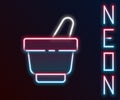 Glowing neon line Mortar and pestle icon isolated on black background. Colorful outline concept. Vector Illustration Royalty Free Stock Photo