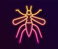 Glowing neon line Mosquito icon isolated on black background. Vector