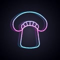 Glowing neon line Mushroom icon isolated on black background. Vector Royalty Free Stock Photo