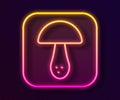 Glowing neon line Mushroom icon isolated on black background. Vector Royalty Free Stock Photo