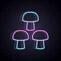 Glowing neon line Mushroom icon isolated on black background. Vector
