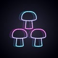 Glowing neon line Mushroom icon isolated on black background. Vector Royalty Free Stock Photo