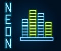 Glowing neon line Music equalizer icon isolated on black background. Sound wave. Audio digital equalizer technology Royalty Free Stock Photo