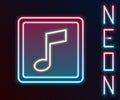 Glowing neon line Music note, tone icon isolated on black background. Colorful outline concept. Vector Illustration Royalty Free Stock Photo