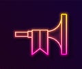 Glowing neon line Musical instrument trumpet icon isolated on black background. Vector Royalty Free Stock Photo