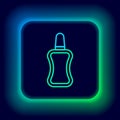Glowing neon line Nail polish bottle icon isolated on black background. Colorful outline concept. Vector Royalty Free Stock Photo