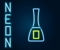 Glowing neon line Nail polish bottle icon isolated on black background. Colorful outline concept. Vector Royalty Free Stock Photo