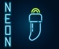 Glowing neon line Native american indian tooth icon isolated on black background. Necklace with tooth. Colorful outline Royalty Free Stock Photo