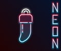 Glowing neon line Native american indian tooth icon isolated on black background. Necklace with tooth. Colorful outline Royalty Free Stock Photo