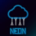 Glowing neon line Network cloud connection icon isolated on black background. Social technology. Cloud computing concept Royalty Free Stock Photo