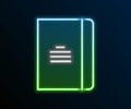Glowing neon line Notebook icon isolated on black background. Spiral notepad icon. School notebook. Writing pad. Diary Royalty Free Stock Photo