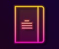 Glowing neon line Notebook icon isolated on black background. Spiral notepad icon. School notebook. Writing pad. Diary Royalty Free Stock Photo
