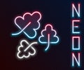 Glowing neon line Oak leaf icon isolated on black background. Colorful outline concept. Vector Royalty Free Stock Photo