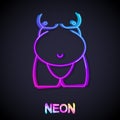 Glowing neon line Obesity icon isolated on isolated on black background. Unhealthy lifestyle. Wrong food. Vector