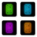 Glowing neon line Online translator icon isolated on white background. Foreign language conversation icons in chat Royalty Free Stock Photo