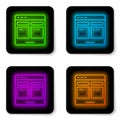 Glowing neon line Online translator icon isolated on white background. Foreign language conversation icons in chat Royalty Free Stock Photo