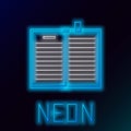 Glowing neon line Open science book icon isolated on black background. Colorful outline concept. Vector Royalty Free Stock Photo